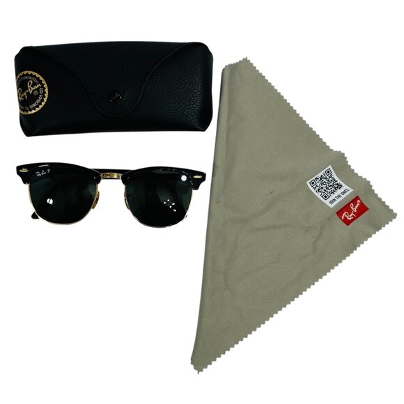 Ray-Ban Clubmaster RB 3016 Classic Polarized Sunglasses Italy W/Case & Cleaning - Picture 1 of 16